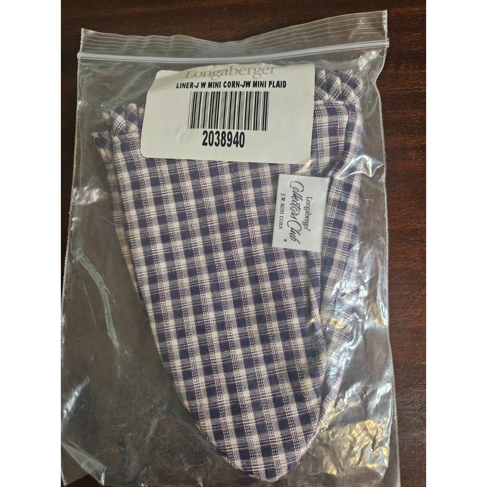 NEW Longaberger Liner JW MINI PLAID JW Mini Corn 2038940 NIP NOS
